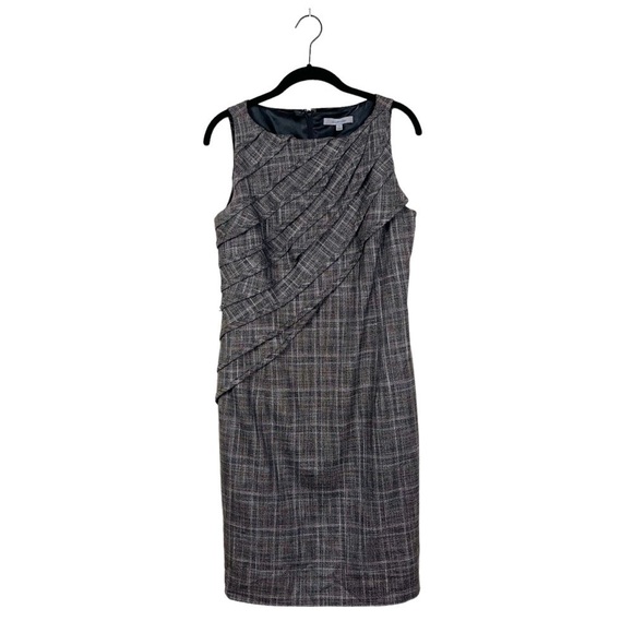 Classiques Entier Pleated Sleeveless Knit Pencil Career Midi Dress Lined Size 6 - Picture 1 of 6